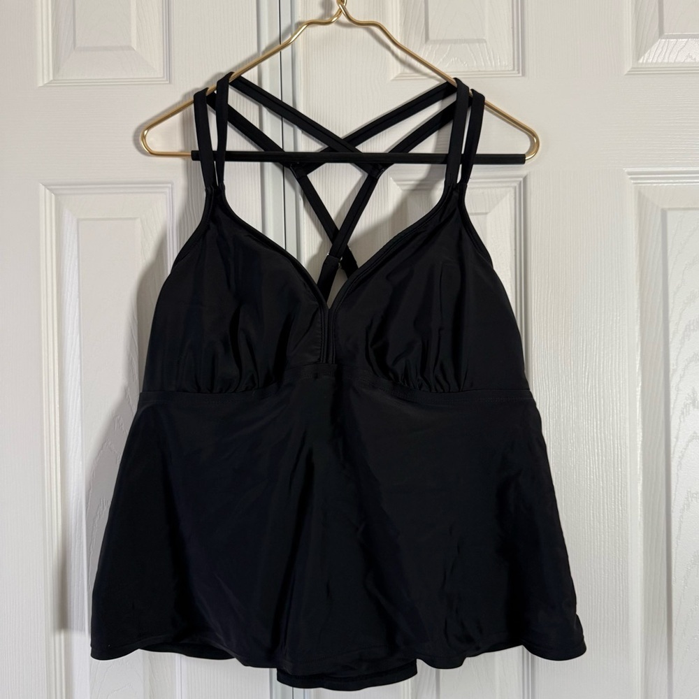 Beautiful Summer Black Women’s Plus Size Strappy Swim Bikini Top and Bottom